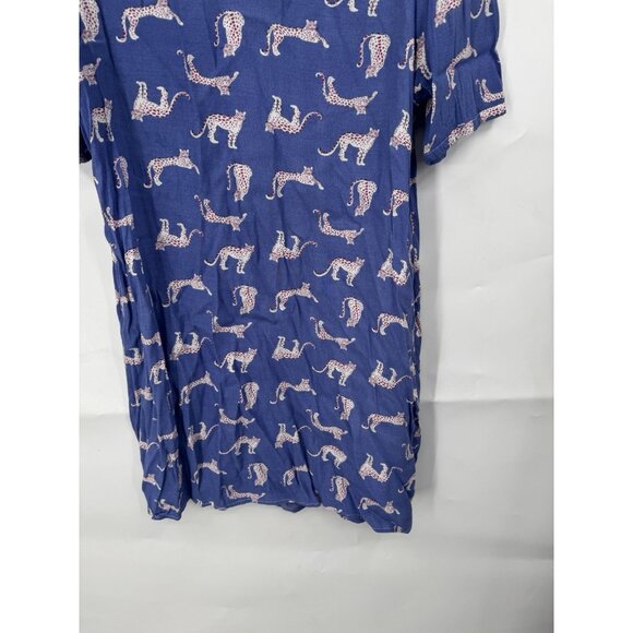 Michelle McDowell Leopard Novelty Animal Dress Women Large Periwinkle Retro - Picture 6 of 6
